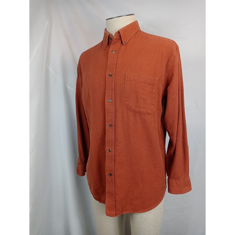 VTG Consensus Sportswear Plaid Shirt Men's Size Large Orange Button Down Shirt